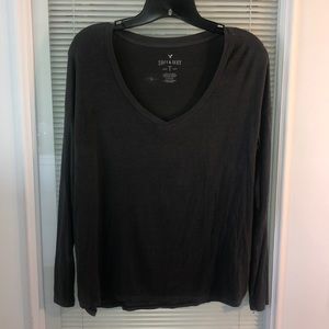 Dark grey American Eagle flowing shirt.